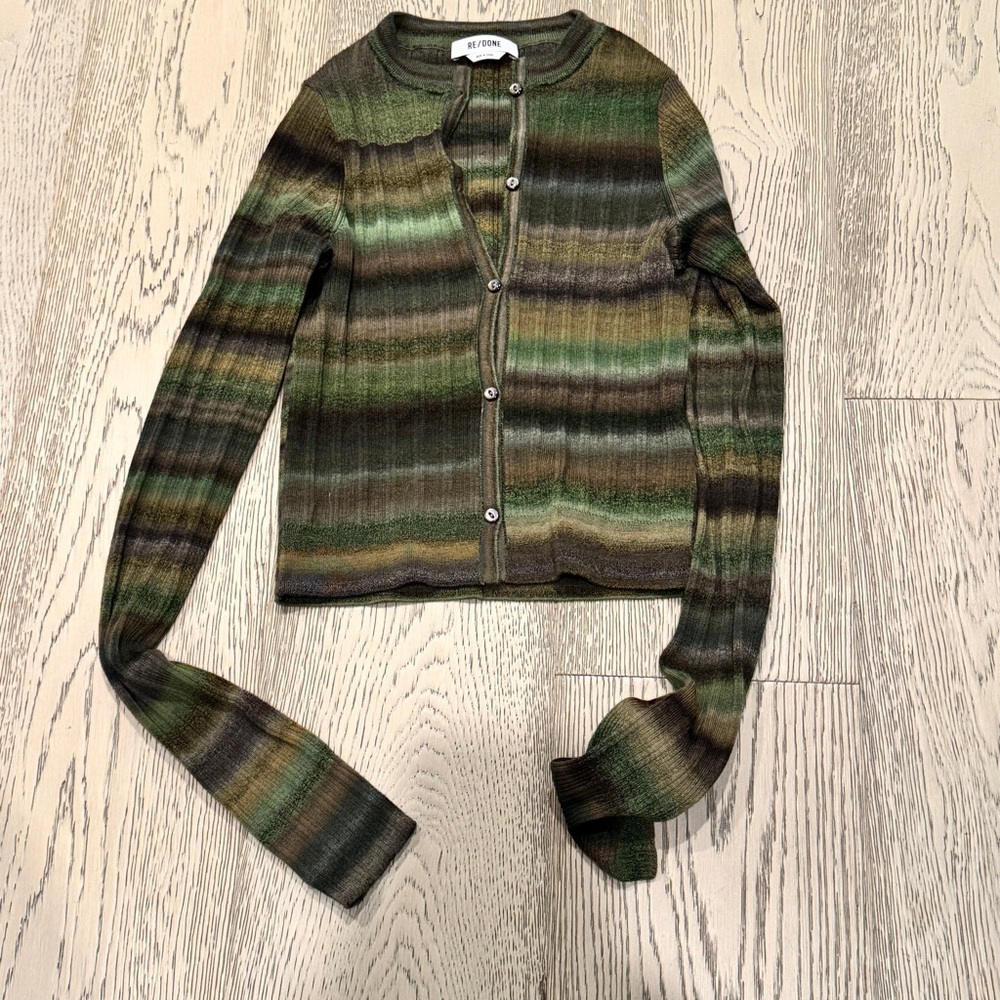 Re/Done Multicolor Striped Cardigan